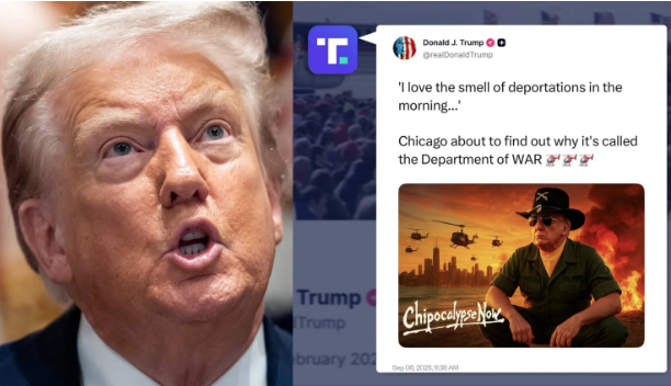 President Donald Trump pictured with his post on X that was made Sep 6, 2025. | MSNBC News